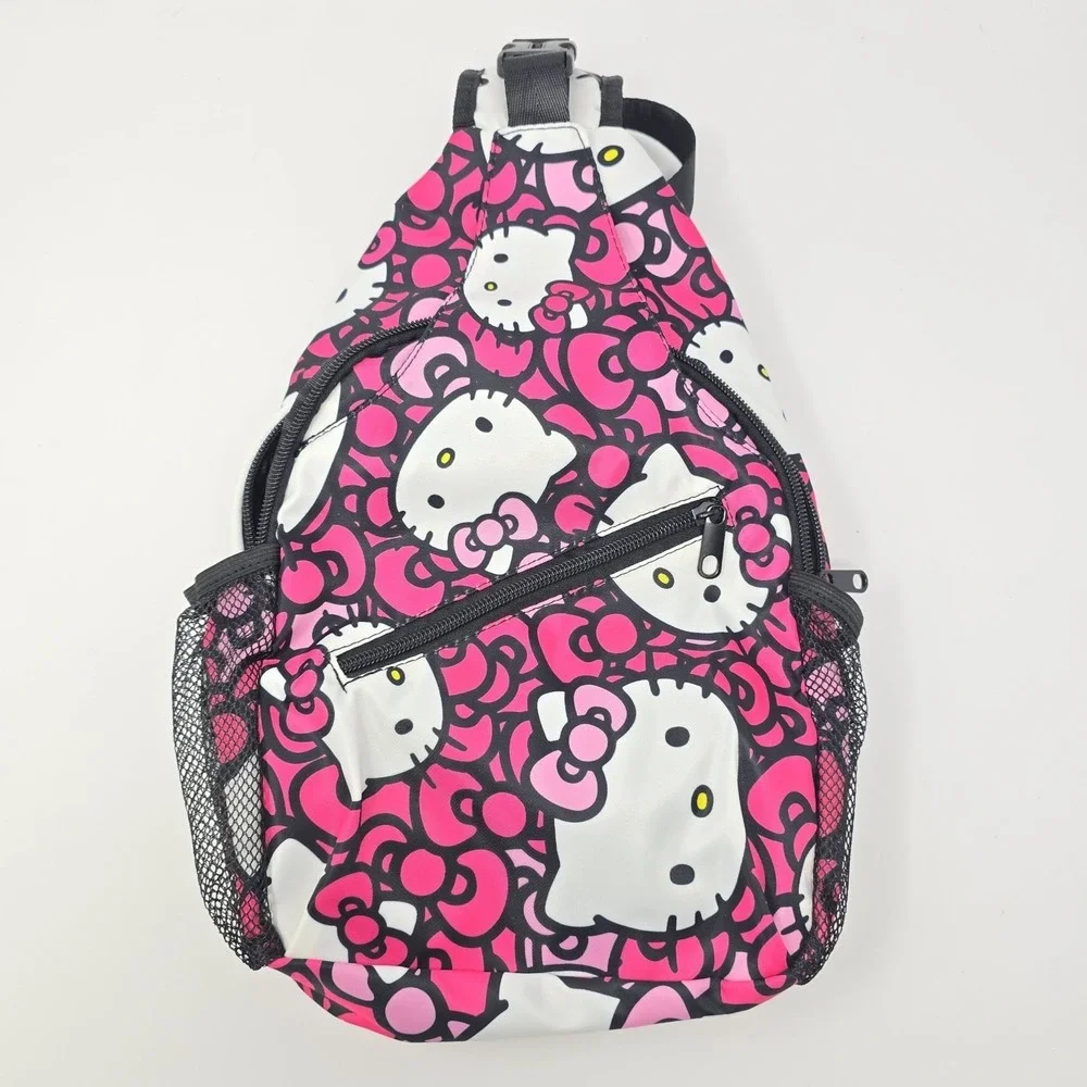 Hello Kitty Sling Bag Pink All Over Print Crossbody Backpack Sanrio Travel Bag